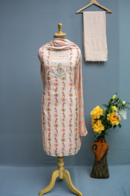 Muslin Crepe With Mirror And Pearl Work